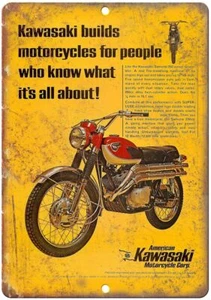 Kawasaki Motorrad Corp. Garagenschild Anzeige Reproduktion Metallschild F25 - Bild 1 von 2