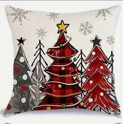 Caprichosa Funda de Almohada a Cuadros, Lunares Árbol de Navidad, 18"x18" Gran Regalo Foto 1 de 2
