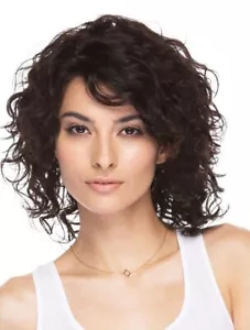 Curly 100% Remy Human Hair Lace Front Fun and Flirty Wig Medium Brown NWT - Picture 1 of 5