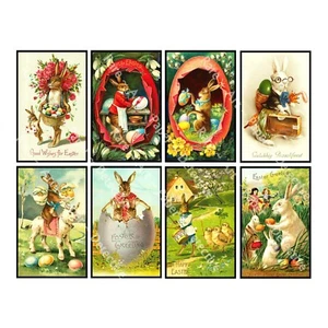 Imágenes de postales de decoración de Pascua, 2,5" 4" cada una, clip arte CORTAR Y PELAR HOJA ADHESIVA - Imagen 1 de 1