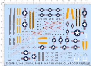1/144 USN F-4J F-4 F-4B F-4N F-14A VF-84 JOLLY ROGERS decalcomania scivolo d'acqua caccia - Foto 1 di 1