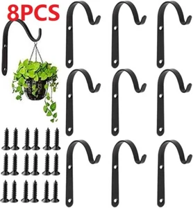 8 PCS Iron Hanger Hanging Hook Garden Planter Hook Bracket Lantern Basket UK - Picture 1 of 19