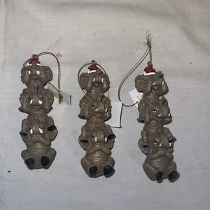 Design Toscano See, Speak, Hear No Evil Elephant Holiday Ornament: Set of Three - Picture 1 of 4