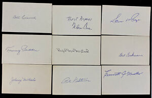 1930's Baseball Stars Signed Index Card Lot of 9 Bill Crouch Emmett Mueller MLB 