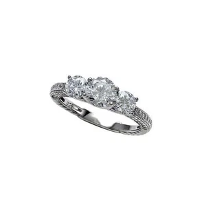 Anillo de compromiso nupcial de plata de ley de 3 piedras circonita 925 - Imagen 1 de 1