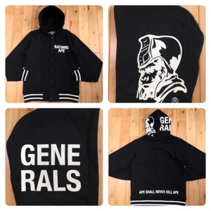 A Bathing Ape Bape Generals Sweat Hoodie Varsity Stadium Jacket Black size M - Picture 1 of 10