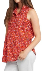 NEU GAP Umstandsmode ärmelloses Tanktop-Shirt Bluse mit Schlitzausschnitt Rot Blumenmuster - Bild 1 von 3
