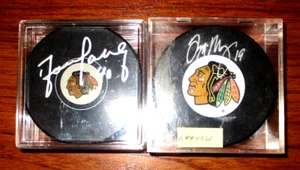 Darren Pang & Troy Murray Autographed Pucks! Chicago Blackhawks Announcers JSA - Picture 1 of 5