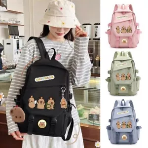 Large Capacity School Backpack Multi-layer Book Bags Capybara Backpack - Picture 1 of 11