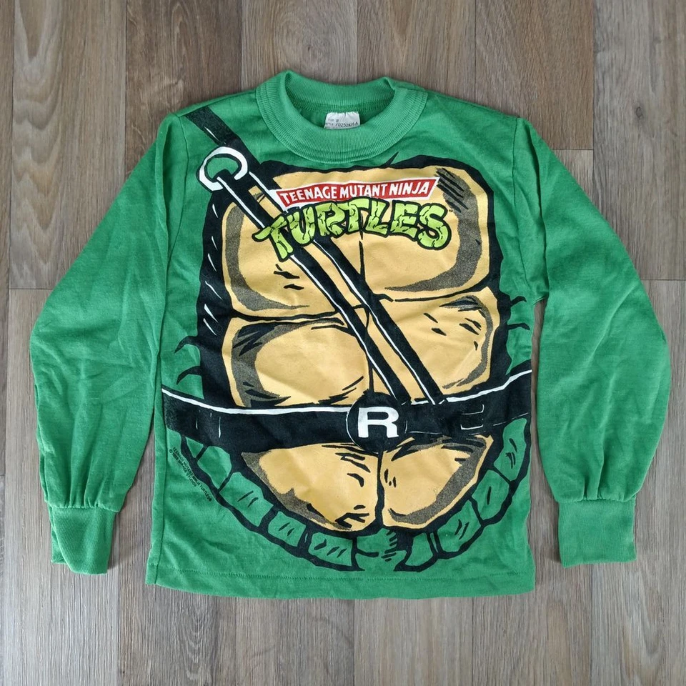 Vintage Teenage Mutant Ninja Turtles TMNT Wormser Boys 8 Green Long Sleeve Shirt - Image 1 of 4
