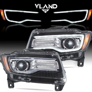 FULL LED Chrome Headlights For 2011 12 2013 Jeep Grand Cherokee W/Animation DRL - Bild 1 von 15