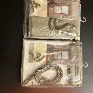 Home Trends Beige Marble Sheer Panels (1 Pair + Tie Backs) - Picture 1 of 8