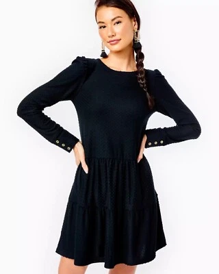 Vestido LILLY PULITZER Arlette Punto Suizo En Niveles Cómodo Columpio XXL 16 18 $158 Ónix Foto 1 de 4