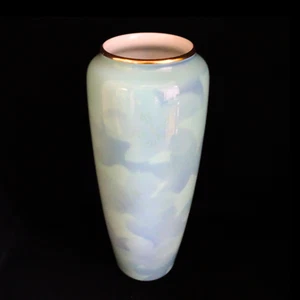 FUKAGAWA SEIJI by ARITA Ware Japanese Blue Flower Vase With Wooden Box Ceramics - Picture 1 of 22