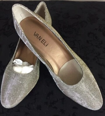 Vintage Van Eli VanEli Silver Sparkle Size 5M Dress Evening Pumps Heels Italy - Image 1 of 4