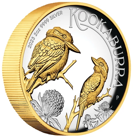 *2000 Mintage* 2023 Gilt High Relief Kookaburra 2oz $2 Silver Proof Coin Cover