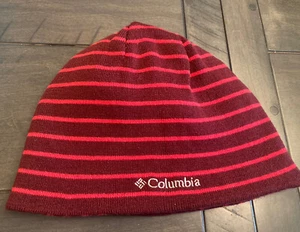 Reversible Columbia Winter Beanie Hat Dark Red Adult - Picture 1 of 4