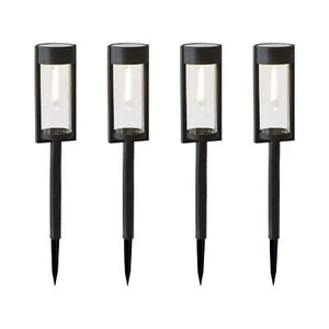 Solar Powered Black 15 Lumens LED Landscape Bollard Pathway Light (4 Count) - Picture 1 of 10