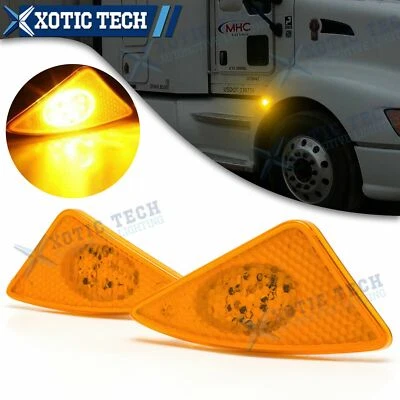 For Kenworth Amber Lens LED Fender Side Marker Turn Signal Lamp Clearance Light - Image 1 of 4