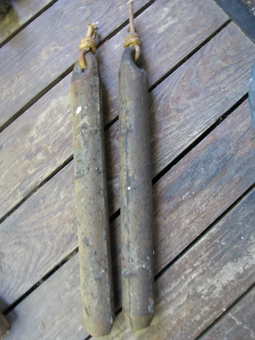 Pair of Antique Iron Window Sash Weights "#6" Cover