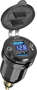DIN Hella Plug to Dual Quick Charge 3.0 USB Charger Adapter with LED Volt (Blue) - Bild 1 von 6