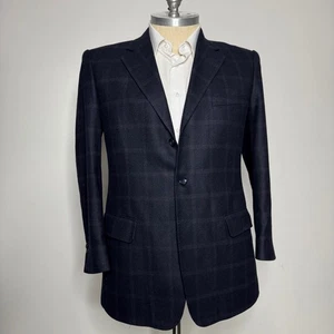 Custom Tailored Men's Classic Plaid Wool Blend Sport Coat Blazer Gray Size 42R - Picture 1 of 10