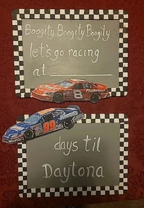 Lot of 2 NASCAR Handpainted Signs Dale Earnhardt Jr. #8, David Reutimann #99  - Picture 1 of 12