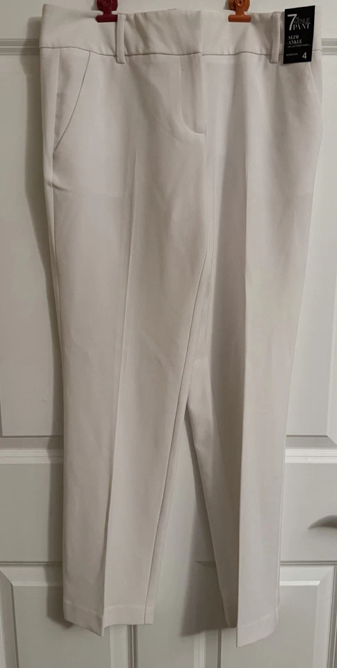 Pantalón New York & Co. 7th Avenue. Pantalón tobillo slim blanco. Talla 4 elástico. Nuevo con etiquetas Foto 1 de 3