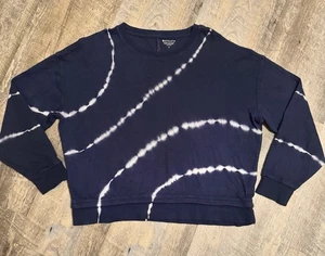 Athleta Sundown Pullover Sweatshirt 2.0 dunkelblau-weiß Batik Größe M - Bild 1 von 11