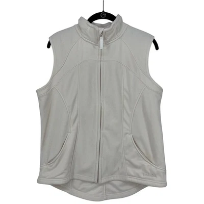 CABELA'S Women's Fleece Vest Cream Large Full Zip Pockets Outdoors Winter EUC - Image 1 of 4