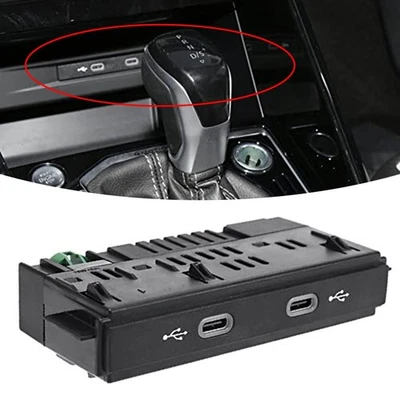 For Tiguan For MK2 Replacement Part Double Car USB Charging Ports Black Color - Image 1 of 4