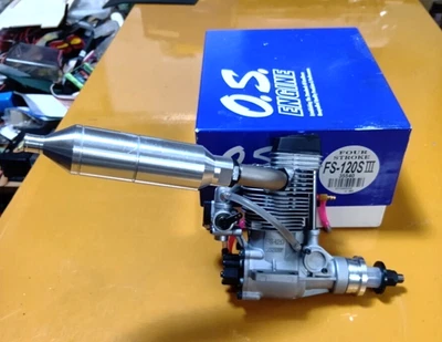O.S. FS-120SIII 19.96cc 4-cycle glow engine with muffler for  airplane Excellent - Image 1 of 4