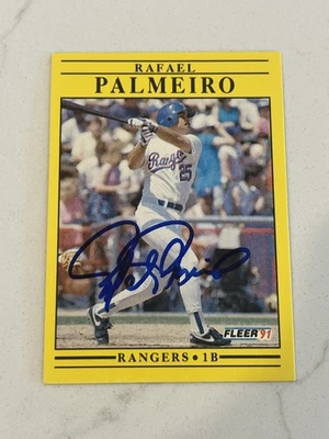 1991 Fleer Rafael Palmeiro Signed Card #295 Texas Rangers Auto - Image 1 of 2