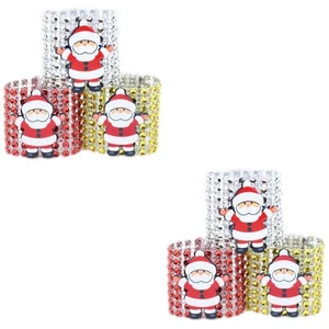 Set of 2 Santa Claus Napkin Ring Christmas Serviette Rings Holders - Picture 1 of 12