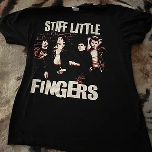 Stiff Little Fingers schwarzes Hemd Herren Größe XL Punk Musik 77 IR Foto Logo SLF - Bild 1 von 3