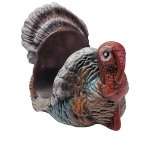 Ceramic Turkey Napkin Holder Thanksgiving Fall Dinner Cabin Hunter Bird Fowl - Picture 1 of 7