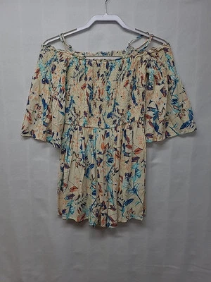 Mameluco Floral Grúa de Papel Una Pieza Fuera del Hombro Boho Flores Festival Talla S Foto 1 de 4