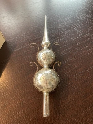1900 - Weihnachtsbaum Glas Spitze - Silberauflage mit Tinsel Drahtverzierung - Bild 1 von 4