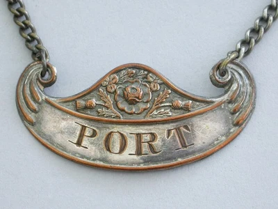 Antiguo Plato Sheffield Etiqueta de Vino 'Oporto' c1820 - Flores de la Unión. Foto 1 de 4