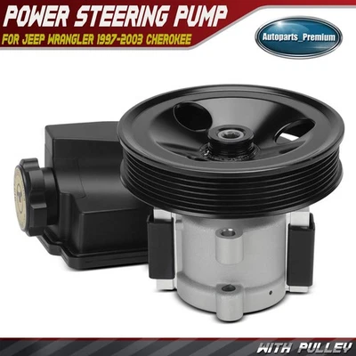 Bomba de dirección asistida con depósito y polea para Jeep Wrangler 1997-2003 Cherokee Foto 1 de 4
