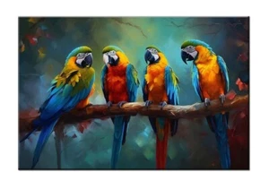 Colorful Parrot Birds Print on Canvas Beautifully Artwork For Your Home Decor - Picture 1 of 10