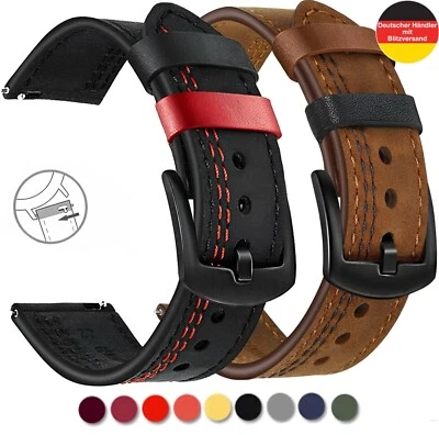 Echtleder Uhrenarmband Universell 20 22 mm Ersatzband mit Ziernaht Armband Uhr - Bild 1 von 4