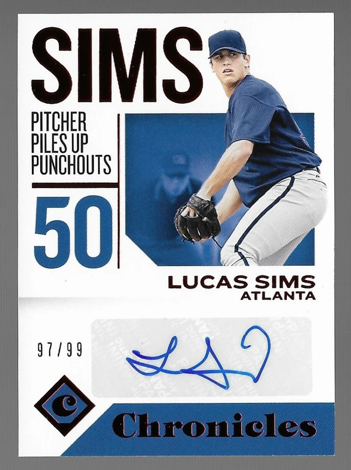 Lucas Sims 2018 Chronicles Autograph Red #CALS /99 Braves Panini Parallel Insert - Image 1 of 2