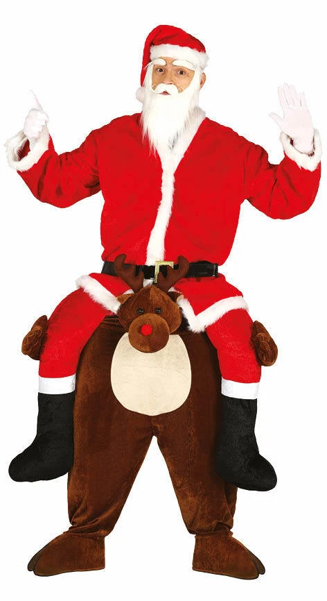 Santa Ride On Me Reno Cerdito Llevar Divertido Disfraz Navidad Elegante Vestido Ciervo Foto 1 de 1