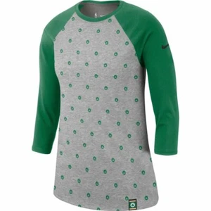 Boston Celtics Shirt Nike Long Sleeve Raglan 3/4 Gray Green NBA Women's Medium M - Picture 1 of 3