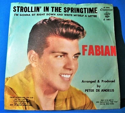 Fabian Picture Sleeve 45 RPM I'm Gonna Sit Right Down and Write Myself a Letter  - Image 1 of 4