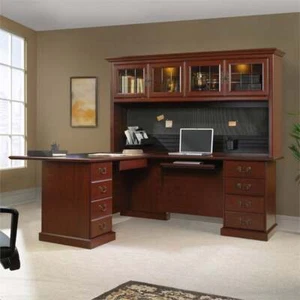 Sauder Heritage Hill Engineered Wood L-Desk with Hutch in Classic Cherry Finish - Picture 1 of 11