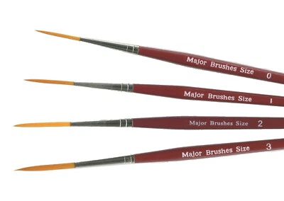 Set 4 Fine Synthetic Artist Rigger Paint Brushes Sizes 0 1 2 3 Oil Acrylic Water