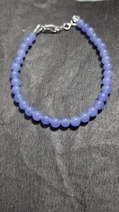 Armband mit einem runden glatten blauen Tansanit Edelstein 925 Sterling Silber - Bild 1 von 9