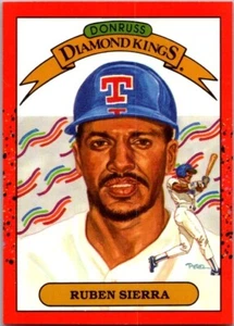 1990 Donruss - Diamond Kings Ruben Sierra #3 Black Stripe on Top Back Border - Picture 1 of 2